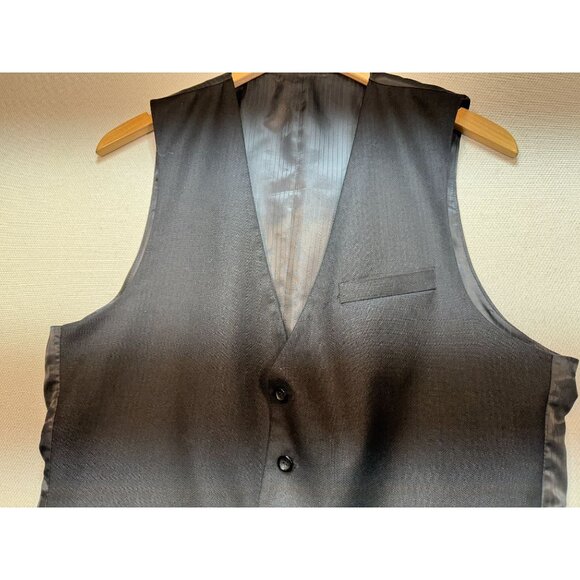 Superior 150's 5-Button Suit Formal Vest Mens 42R 36W Black Tailored Fit Party - Picture 4 of 8